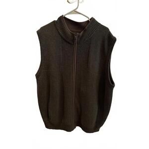 LL Bean 100% Merino Lambs Wool Zip Up Sweater Vest Mens 2XL